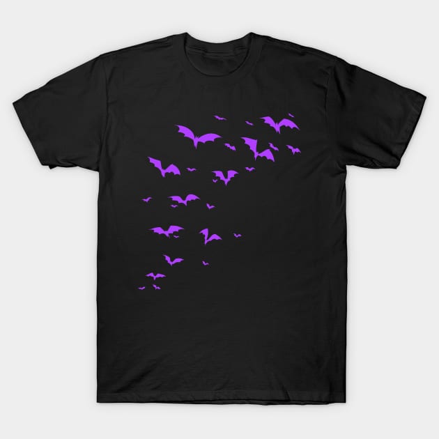 Purple Bat Colony Silhoueete T-Shirt by saradaboru